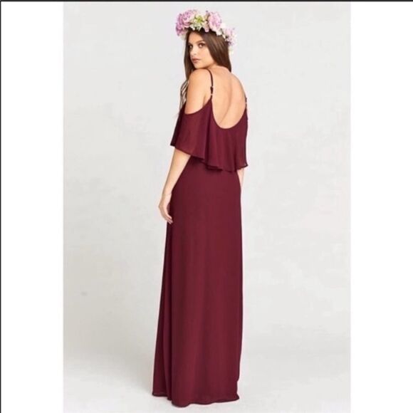 Show Me Your MuMu Caitlin Ruffle Maxi Dress Merlot NWT XS - Picture 3 of 14